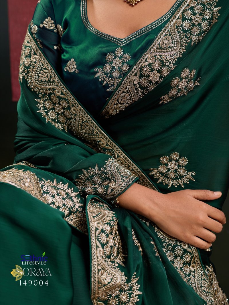 Soraya By Sethnic Satin Chiffon Designer Saree 